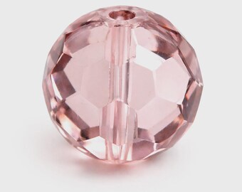 35 perline di cristallo sfaccettate rosa, 10 mm