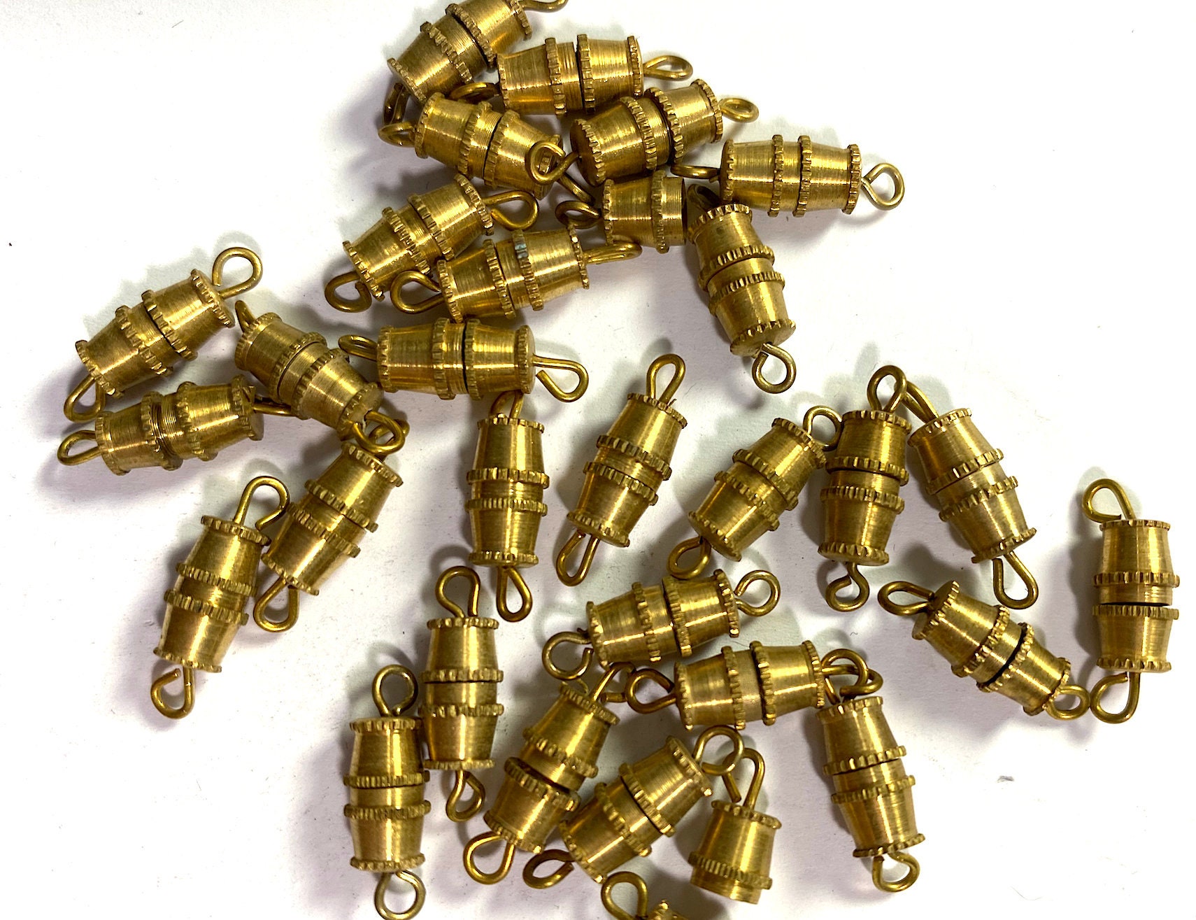 10 Vintage Brass Screw Barrel Clasps with Textured Ridges and Etsy