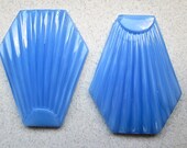2 Vintage Glass Periwinkle Blue Cabochons
