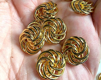 8 Large Brass Love Knot Charms, Findings, 15mm in Diameter
