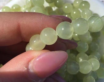 Vintage Pale Green Swirled Glass Beads, 8mm, Set of 28