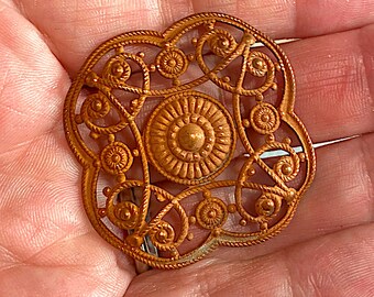 1 Vintage Copper Dapped Stamping – Heavy Gauge Plate, 40mm