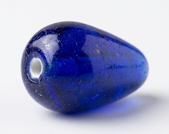 4 Deep Blue Tube Beads – 17mm – Vintage Jewelry Making Supplies, Craft Glass Beads, Bold Boho Accent Beads