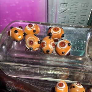 10 Handmade Amber Glass Oval Bumpy Beads, 13mm, Z12-10