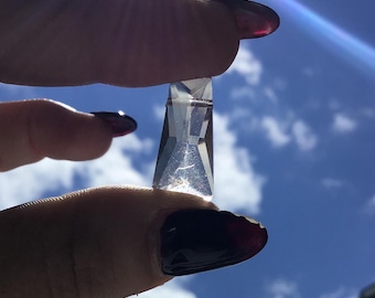 1 Faceted Clear Glass Rectangle Beads, 20mm, Vintage Style