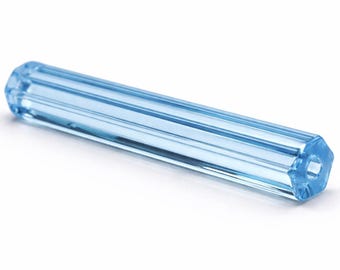 18 Vintage Aqua Blue  Czech Glass Hex Beads, 22mm x 5mm