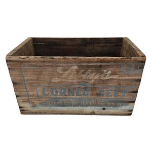 Vintage Libby’s Corned Beef Wooden Crate, two-sided graphics (see listing) |  Primitive Wood Crate