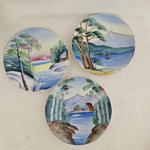 Vintage Wall Plate Collection set of 3 | Hand Painted Asian Collectibles