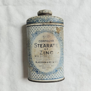 Antique Medicine Tin: Blue & White Apothecary Decor