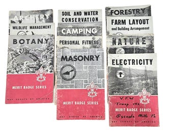 Folletos antiguos de insignias al mérito de la BSA: Guías de Boy Scouts de las décadas de 1940 y 1950