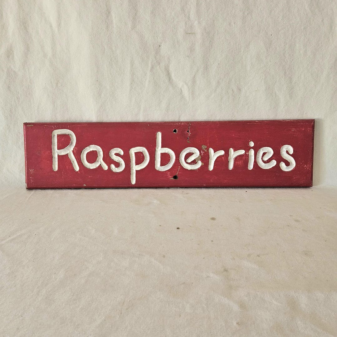 Vintage Raspberry Themed Decor Vintage Primitive Hand-painted Wooden Raspberries Sign - Rustic ...
