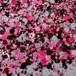 Valentijnsdagglitter, roze glitter, roze en rode glitter, polyesterglitter, ambachtelijke glitter, nagelglitter