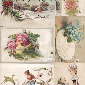 Vintage Victorian Scrapbook Page: Floral Fantasy Collage (Digital Image)