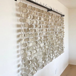 Ceramic Wall Hanging Large Scale Clay Disks, Hemp Twine, Home Decor, Minimal image 3