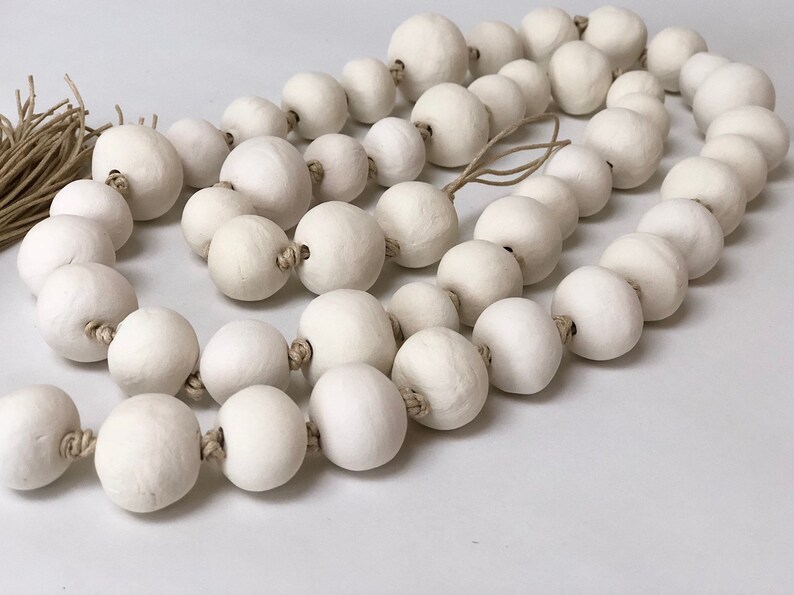 Ceramic garland single strand white raw clay home decor Wall Etsy