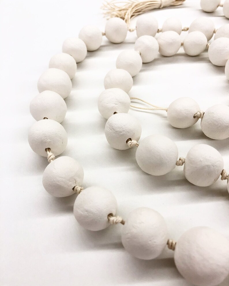 Ceramic garland single strand white raw clay home decor Wall Etsy