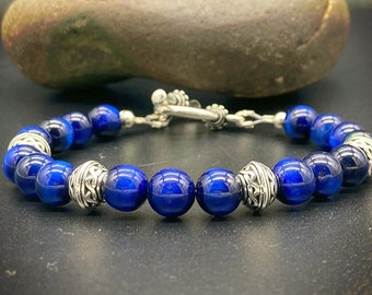 Best Seller, Mens bracelet, mens beaded, blue tiger's eye, men's gift, gifts for him, blue tiger eye, mens beaded jewelry, classic style