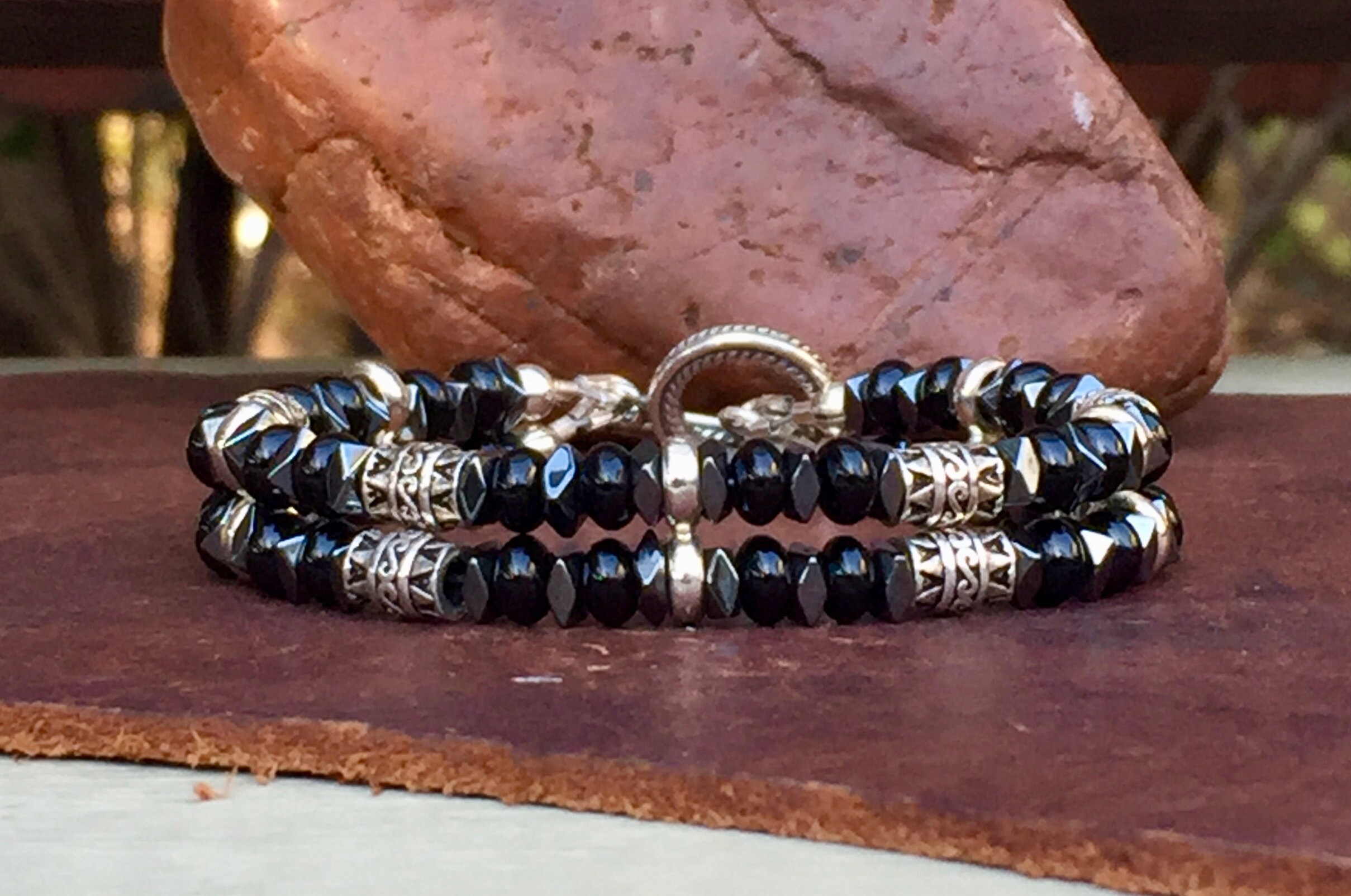Mens onyx bracelet clearance