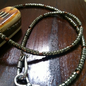 Mens Beaded Necklace, Mens necklace, mens jewelry, mens bead necklace, beaded necklace, simple mens necklace, pyrite necklace, pyrite