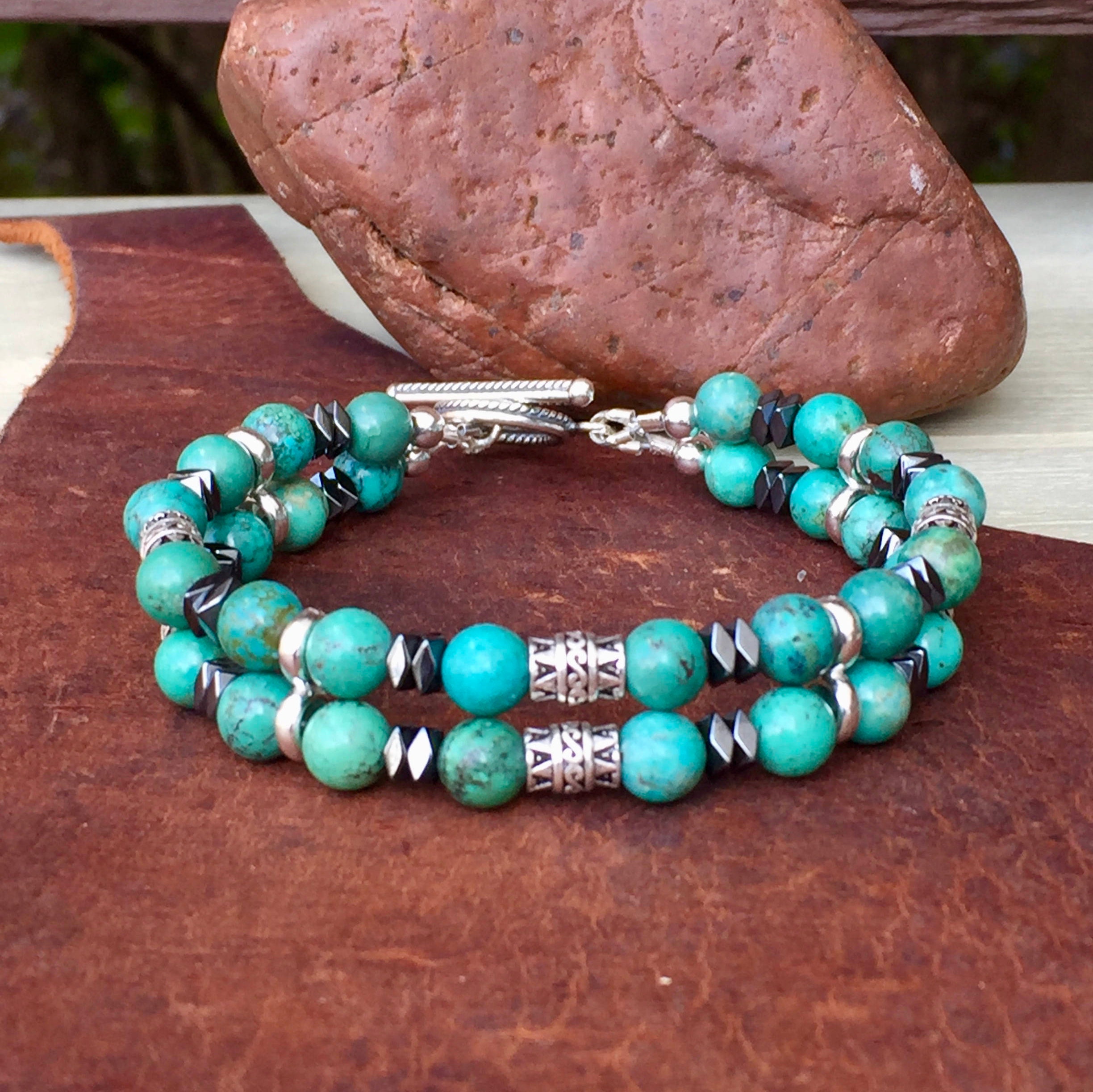 Mens Turquoise Bracelet Mens Bracelet Genuine Turquoise Etsy UK