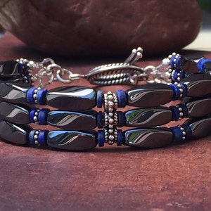Hematite Bracelet, Mens Bracelet, Hematite Jewelry, non magnetic hematite, sterling hematite, mens beaded bracelet, hematite for men