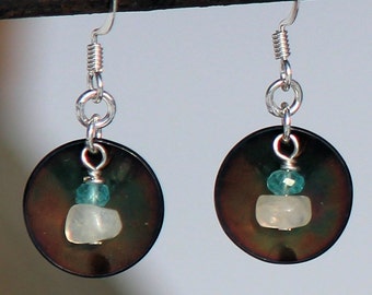 Copper Moonstone and Apatite Earrings