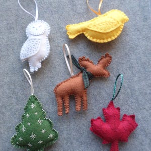 DIY Felt Ornament Kit, Easy Embroidery Sewing Craft for Beginners, Woodland Holiday Decoration
