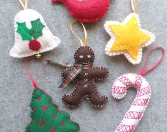 DIY Felt Ornament Kit, Easy Embroidery Sewing Craft for Beginners, Christmas Holiday Decoration