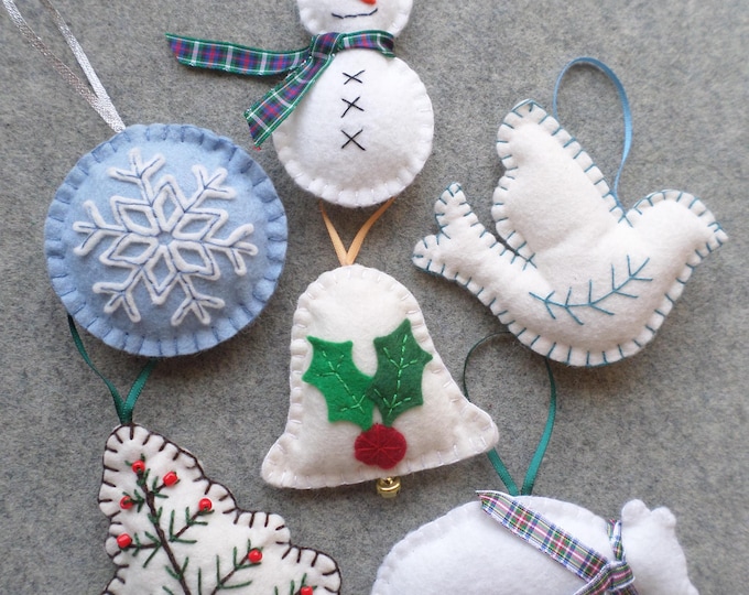 DIY Felt Ornament Kit, Easy Embroidery Sewing Craft for Beginners, Winter Holiday Decoration