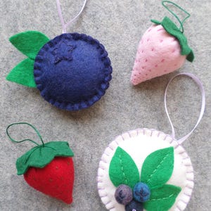 Felt Ornament Kit, Easy DIY Embroidery Sewing Craft for Beginners, Berry Holiday Decoration