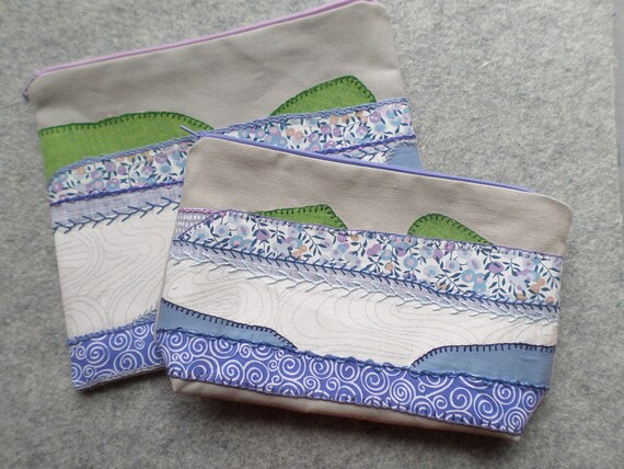 Wild Blueberry Barren Landscape Zipper Bag, Hand Embroidered
