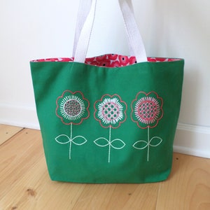 Spring Flowers Hand Embroidered Tote Bag Brodera Hallandssom Purse Unique Scandinavian Folk Tote Bag Zippered Tote Made in Maine