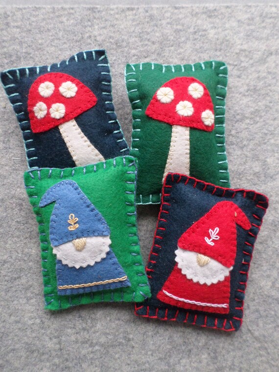 DIY Balsam Sachet Kit, Gnomes and Mushrooms, Hand Embroidery Activity Kit