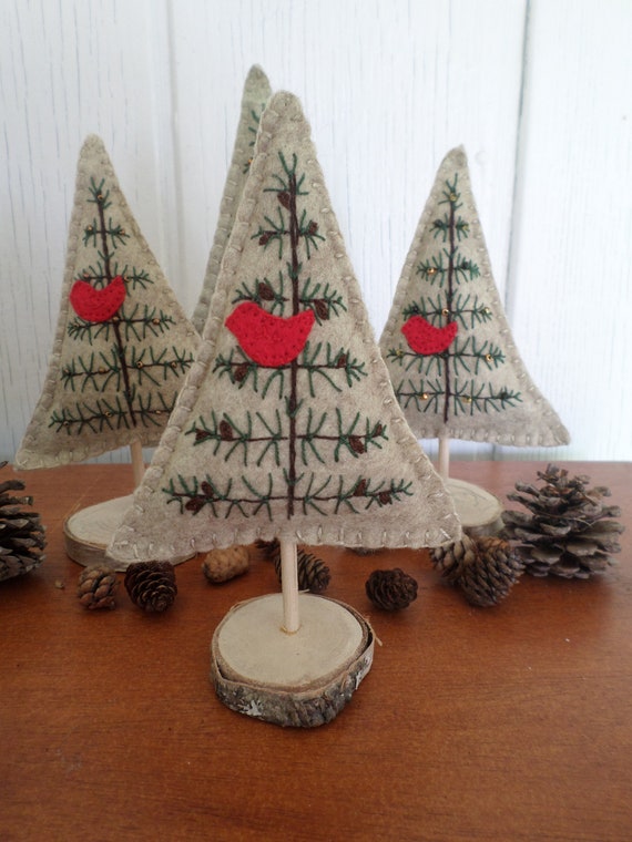 Maine Balsam Fir Hand Embroidered Felt Tabletop Tree Sculpture, 2022 Edition, Made in Maine