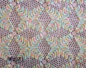 Crochet Baby Blanket Pattern, Easy Granny Square, Easy Blanket Pattern, Baby Afghan, Unisex Baby Blanket Pattern:  Natalia's Star Blanket