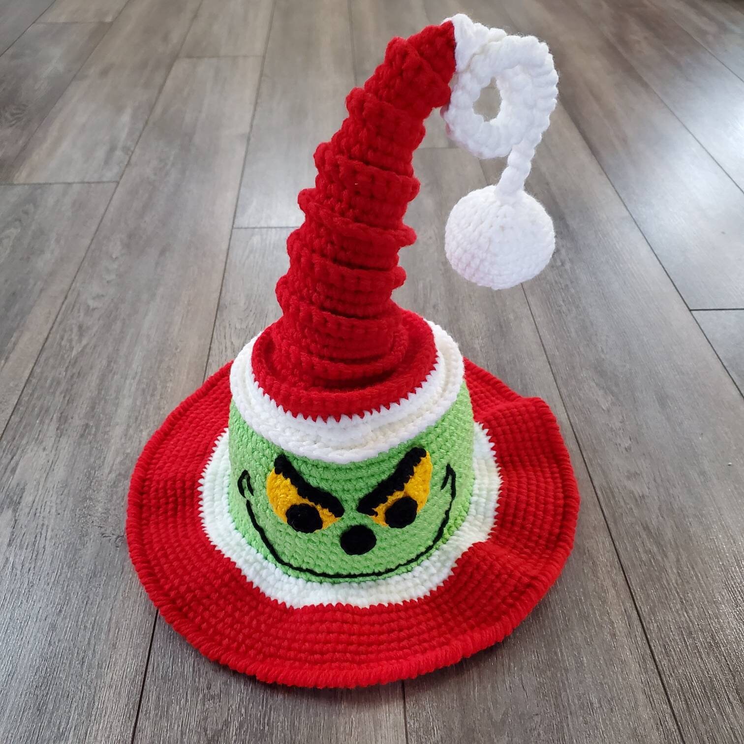 Crochet Grinch Style Twisted Witch Hat Christmas Crochet One Etsy