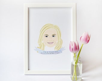 Leslie Knope Print · PRINTABLE WALL ART · Illustrated Watercolour Style Print · Parks & Recreation Quote Print · Amy Poehler Portrait Print