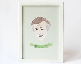 Alan Partridge Print · PRINTABLE WALL ART · Illustrated Watercolour Style Print · Tv Character Alan Partridge Quote Portrait Print