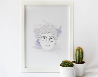 Louis Theroux Print · PRINTABLE WALL ART · Louis Theroux Minimal Illustrated Print · Tv Documentary Louis Theroux Portrait Print