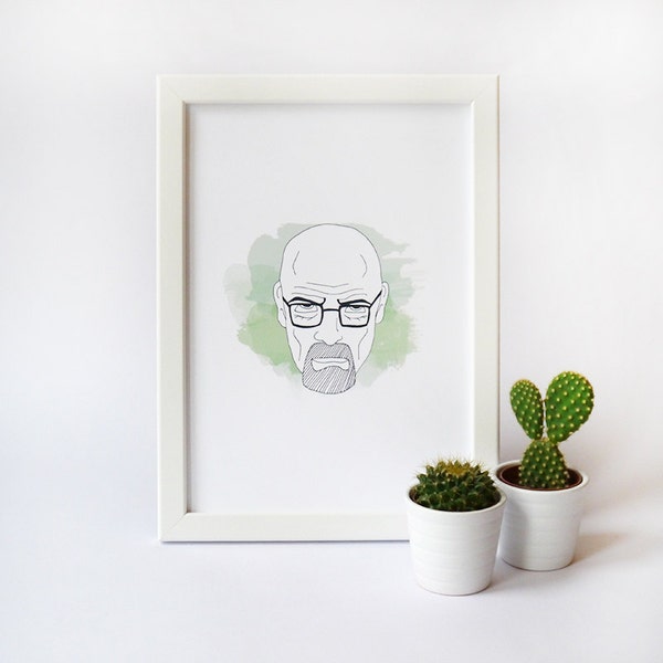 Breaking Bad Print · PRINTABLE WALL ART · Walter White Minimal Illustrated Print · Heisenberg Art Print · Breaking Bad Character Print