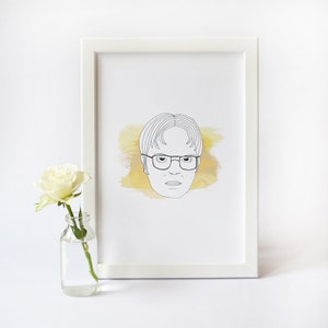 Dwight Schrute Print PRINTABLE WALL ART The Office Minimal Illustrated Print Dwight Schrute Art Print Dwight The Office Portrait image 1