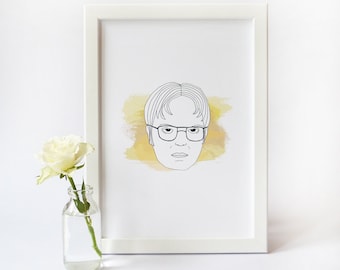 Dwight Schrute Print · PRINTABLE WALL ART · The Office Minimal Illustrated Print · Dwight Schrute Art Print · Dwight The Office Portrait