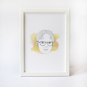 Dwight Schrute Print PRINTABLE WALL ART The Office Minimal Illustrated Print Dwight Schrute Art Print Dwight The Office Portrait image 2