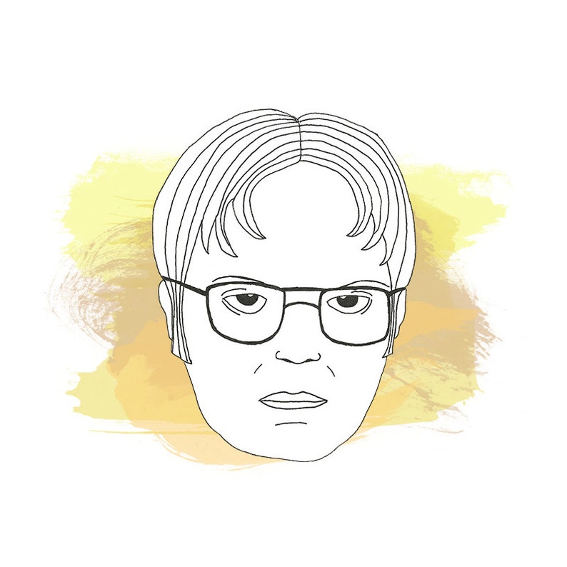 Dwight Schrute Print PRINTABLE WALL ART The Office Minimal Illustrated Print Dwight Schrute Art Print Dwight The Office Portrait image 3