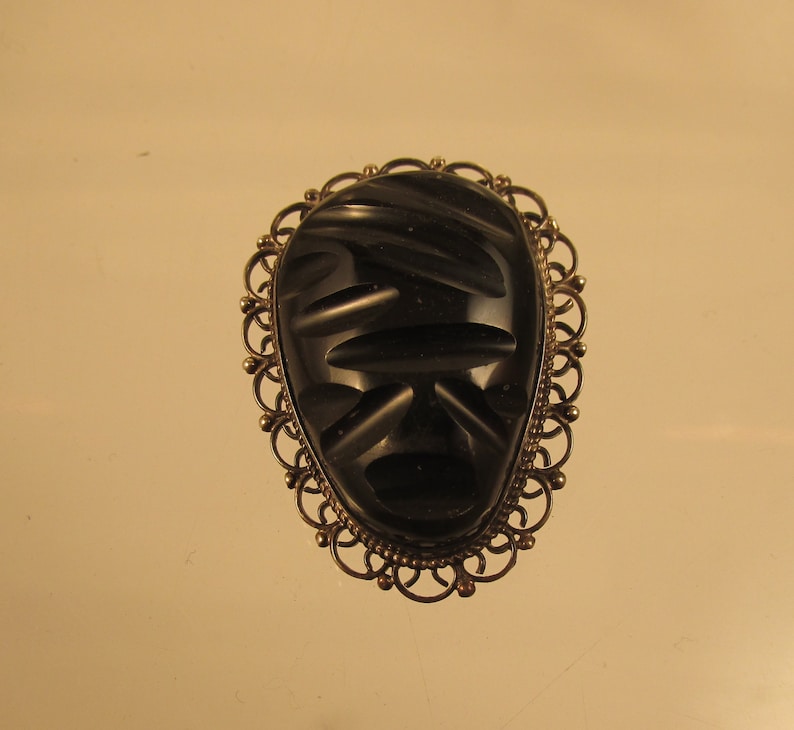 Onyx and Sterling Broach Mexico @ A Village Coin Bullion 514 B