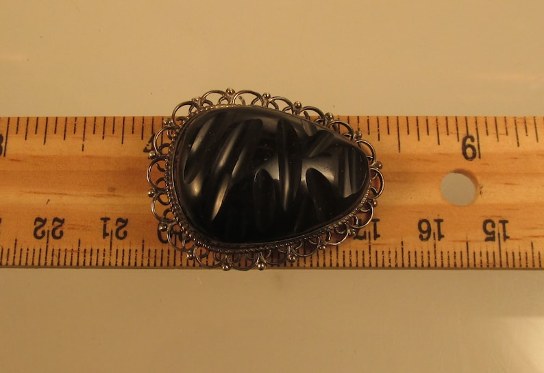 Onyx and Sterling Broach Mexico @ A Village Coin Bullion 514 B