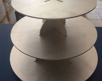 Economy cupcake stand, 36 cupcakes capacity, made of MDF wood, round shape.