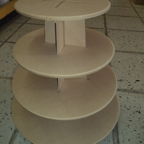 4 Tier cupcake stand XL, round shape , made of wood, easy handling