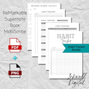 Undated Habit Tracker Bundle For Supernote, ReMarkable 2, Boox, Kindle Scribe eInk Devices