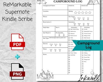 Plantilla de registro de campamento para dispositivos Supernote, ReMarkable 2, Boox y Kindle Scribe eInk